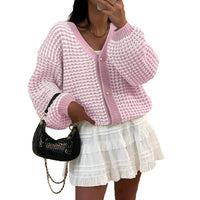 Snow Pattern Single-breasted Loose Sweet Cardigan