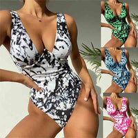 Tie-dyed Printed One-piece Women's Swimsuit