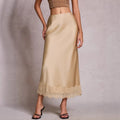 High-waisted Elastic Waist Elegant Sheath Maxi Skirt
