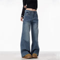 Women's Rivet High Waist Wide Leg Jeans Baggy Straight Trousers