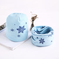 Baby Cartoon Printed Cotton Scarf Hat Set