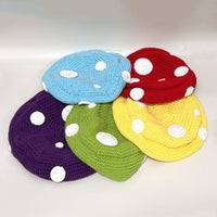 Sweet Cute Mushroom Beret Children Hand Crocheted Polka Dot