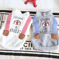 Striped Fake Suspenders Printed Sweater, Dog Clothes