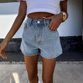 Street Rhinestone Women's Straight Denim Shorts