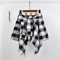 College Style Plaid Irregular Dance Skirt
