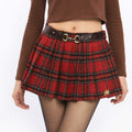 American Style Red Plaid A- Line Skirt Women