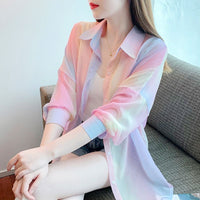New Slim-fit Womens Sun-protective Chiffon Blouse Fashionable