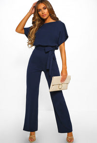 Fashion Bat Short-sleeved Lace-up Jumpsuit