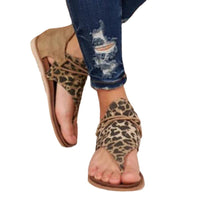 Flat Plus Size Leopard Back Zipper Sandals