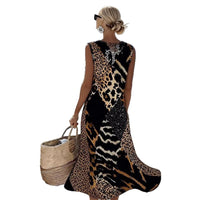 Women's Fashionable Sleeveless Leopard-Print Dress