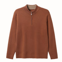 Men's Sweater Light Mature Simple Zip Stand Collar Machine Washable Merino Wool Knitwear