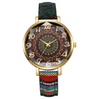 Round Floral Design, Multicolored, Versatile Casual Quartz Watch