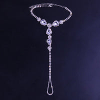 Diamond Studded Pearl Anklet In Drop Shape