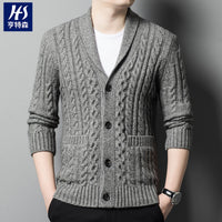 Knitted Cardigan Men's Thickened Jacquard Single-breasted
