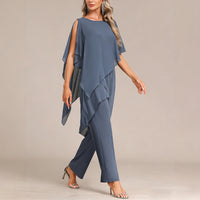 Women's Off-shoulder Irregular Top And Pants Two-piece Set