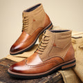 British Style Retro Martin Boots Mid-top Carved Men's