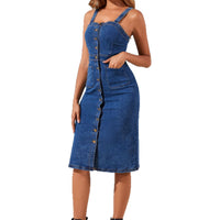 Summer Cardigan Single-Breasted Midi Slip-Style Vest Denim Dress