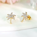 Golden Coconut Tree Earrings Copper With Gold Plating And Zircon Inlays
