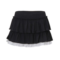 Fashion Color Contrast Low Waist Skirt For Women