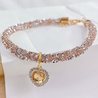Cat Collar Heart Jewel Pendant Party Reflex Rhinestone Necklace
