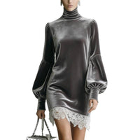 Womens Fashionable And Sexy Corduroy Turtleneck Dress