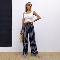 Women's Retro Fashion Casual Striped Trousers