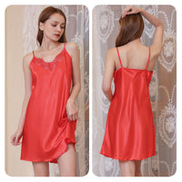 Plus Size Summer Thin Satin Silk Nightdress