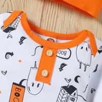 Boys And Girls Halloween Print Hooded Jumpsuit