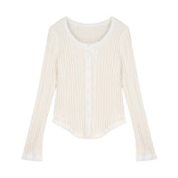 Women's Square Collar Stitching Edging Knitted Cardigan Autumn Winter Coat