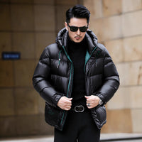 Mens Premium 90 White Duck Down Puffer Jacket With A Hood