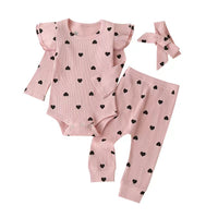Baby Girl Love Printed Bow Hat Clothes