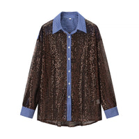New Spring And Autumn Slim-fit Long-sleeved Sequined Shirt