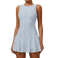Nude Feel Dress Stitching Mesh Breathable Zipper Dress