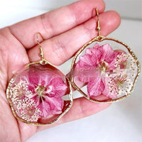Natural Real Flower Swallowtail Lace Resin Drop Earrings
