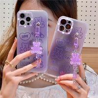 Cute Purple Transparent Bear Suitable Mobile Phone Case