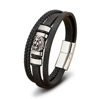 Fashionable Lions Head Multi-Layer Simple Braided Bracelet