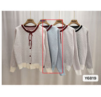 Women's Polka Dot Jacquard Lace-up Single-breasted Knitted Sweater