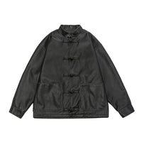 Men's Chinese Leather Jacket Vintage Coat
