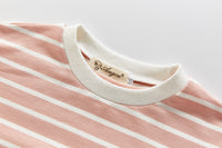 Treasure Long-sleeved Striped Top And Shorts Two-piece Set