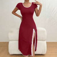 Simple Round-neck Mini Black Dress In Short And Long Styles