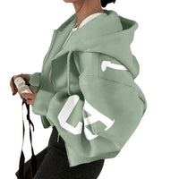 Long-sleeve Zip-up Casual Sweatshirt With A Printed Design