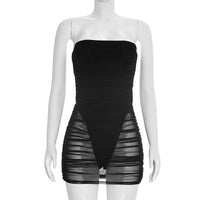 Sexy Fake Two-Piece Mesh Tube Dress For Women