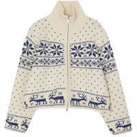 South Korea Retro Heavy Industry Snowflake Brocade Sweater Coat
