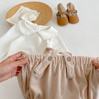 Collar Bottom Shirt Lace Love Strap Pants