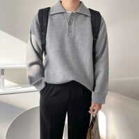 Polo Collar Sweater Men's Autumn And Winter Long Sleeve Lapel Knitwear