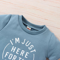 Spring And Summer Wear Western Style Baby Clothes Shirt Printed Letters Solid Color Shorts