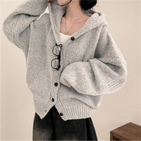Korean Style Sweater Coat Single Row Button Knitted Cardigan