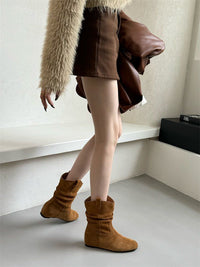 French Retro Autumn And Winter New Frosted High Sleeve Western Cowboy Boot Women