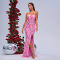 Wrapped Chest Off-neck Sheath Sequined Banquet Fishtail Evening Dress