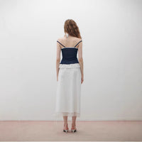 Spicy Girl Contrasting Color Patchwork Polka-Dot Camisole Slim-Fit Figure-Lifting Backless Top